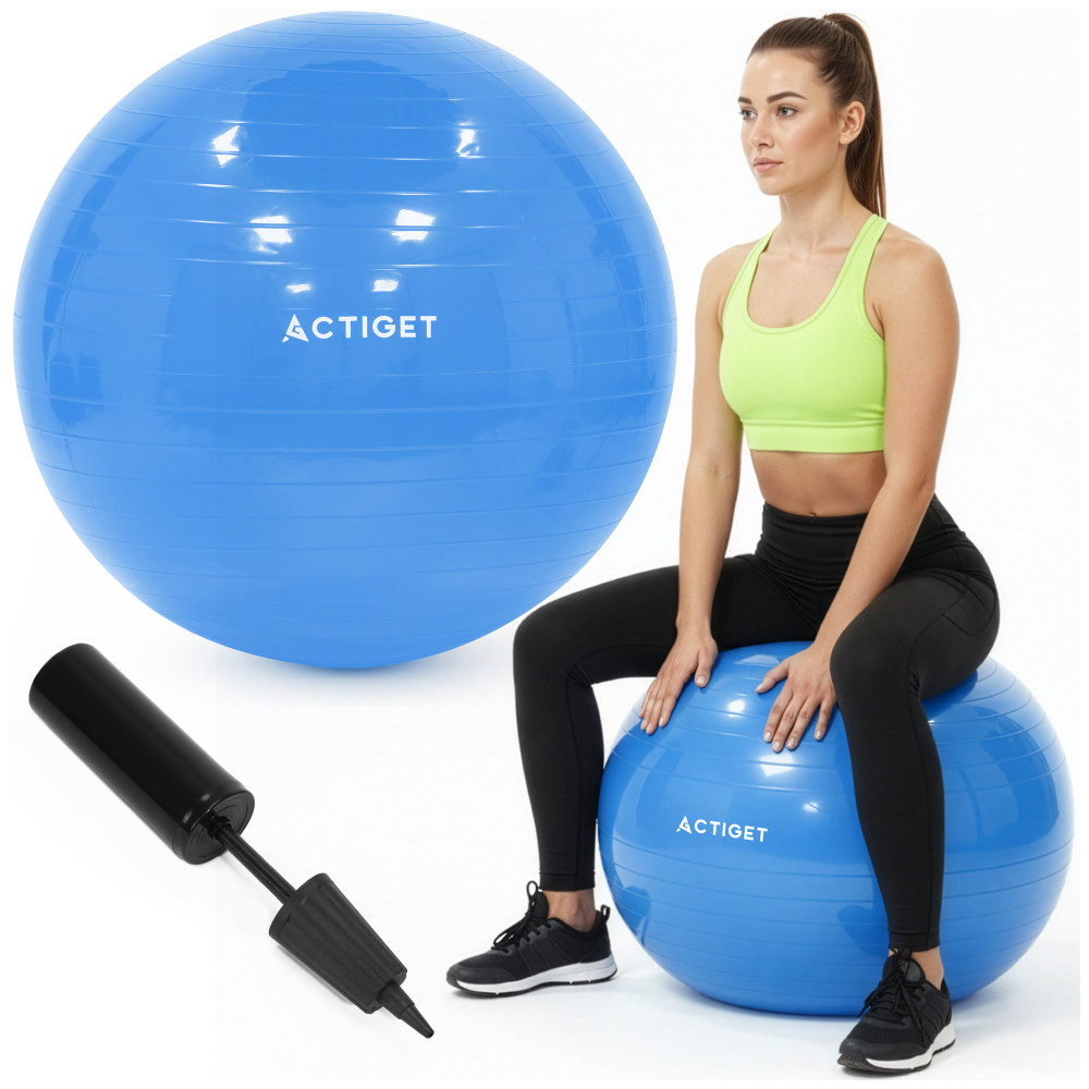 М'яч для фітнесу (фітбол) Actiget 55 см з насосом ACT0142 Blue