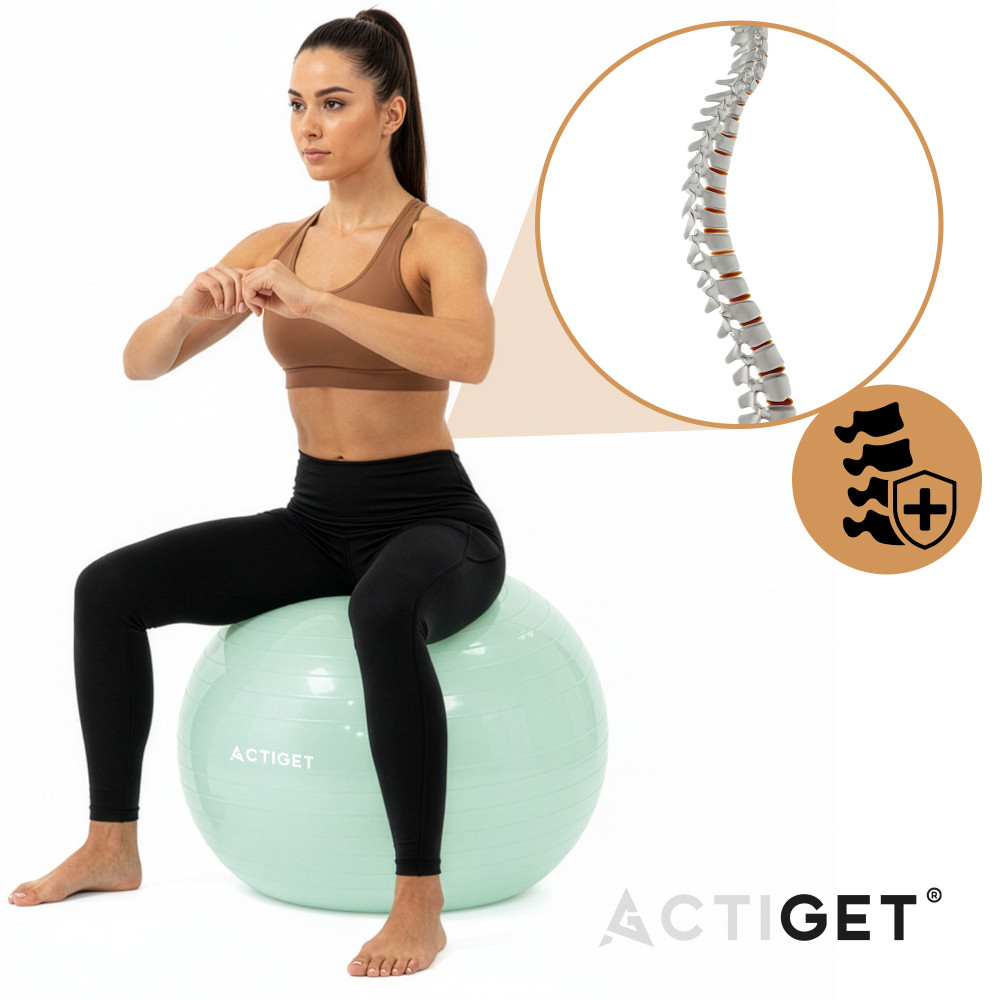 М'яч для фітнесу (фітбол) Actiget 65 см з насосом ACT0144 Mint