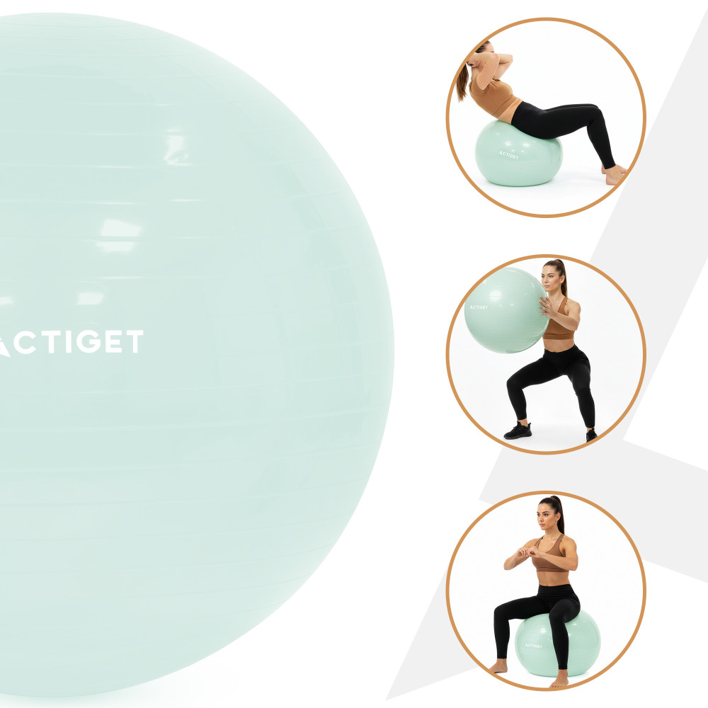 М'яч для фітнесу (фітбол) Actiget 65 см з насосом ACT0144 Mint
