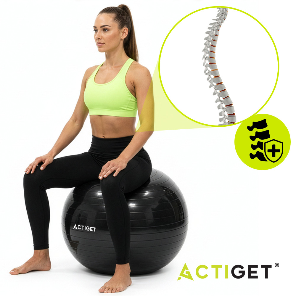 М'яч для фітнесу (фітбол) Actiget 75 см з насосом ACT0146 Black