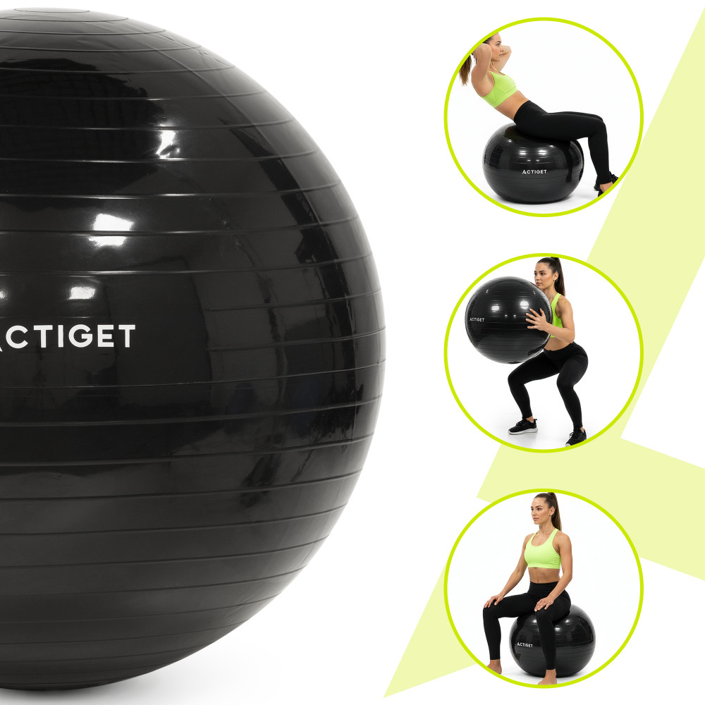 М'яч для фітнесу (фітбол) Actiget 85 см з насосом ACT0148 Black