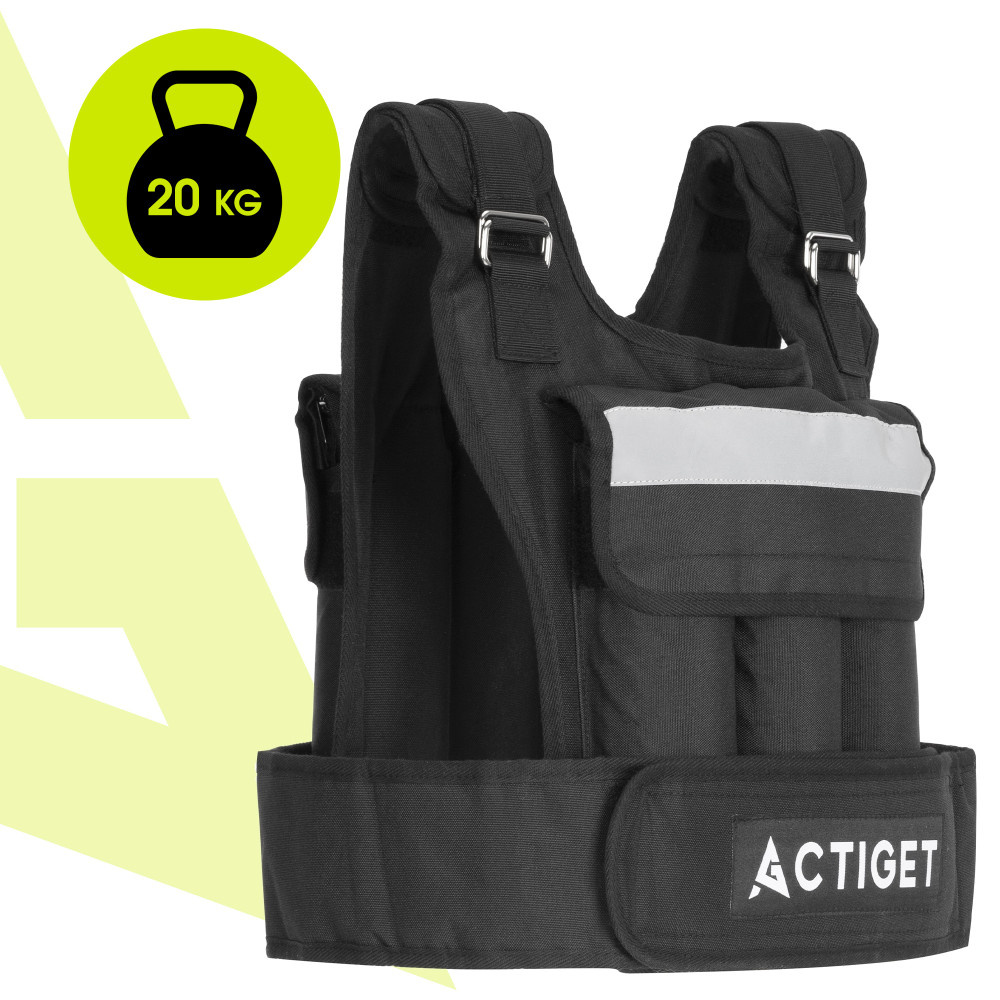 Жилет-обважнювач для тренувань Actiget 20 кг зі змінною вагою ACT0124 Black