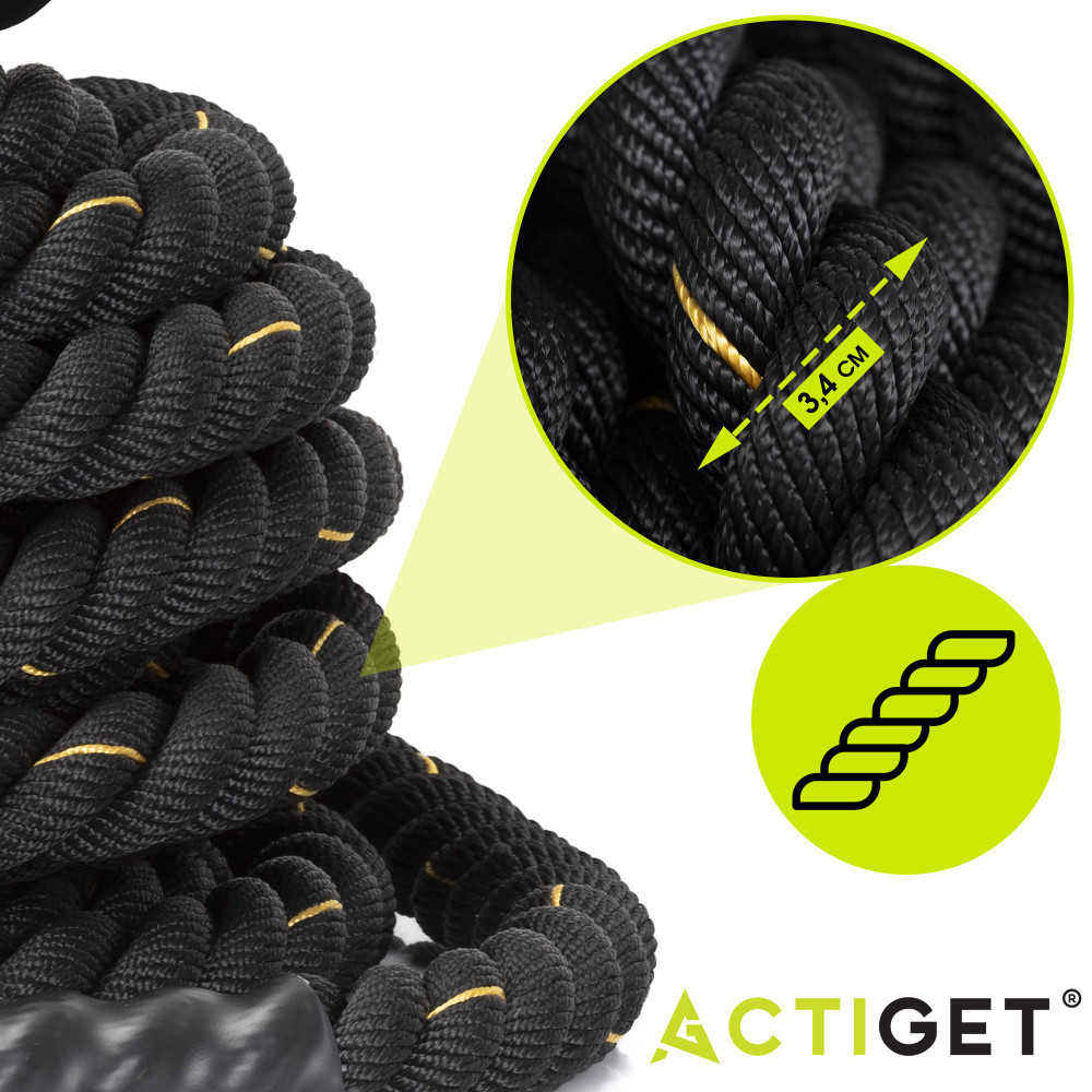 Канат тренувальний Actiget Battle Rope 9 м для кросфіту ACT0015 Black