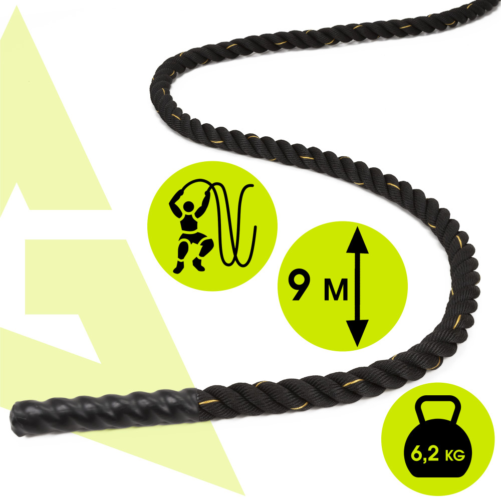Канат тренувальний Actiget Battle Rope 9 м для кросфіту ACT0015 Black