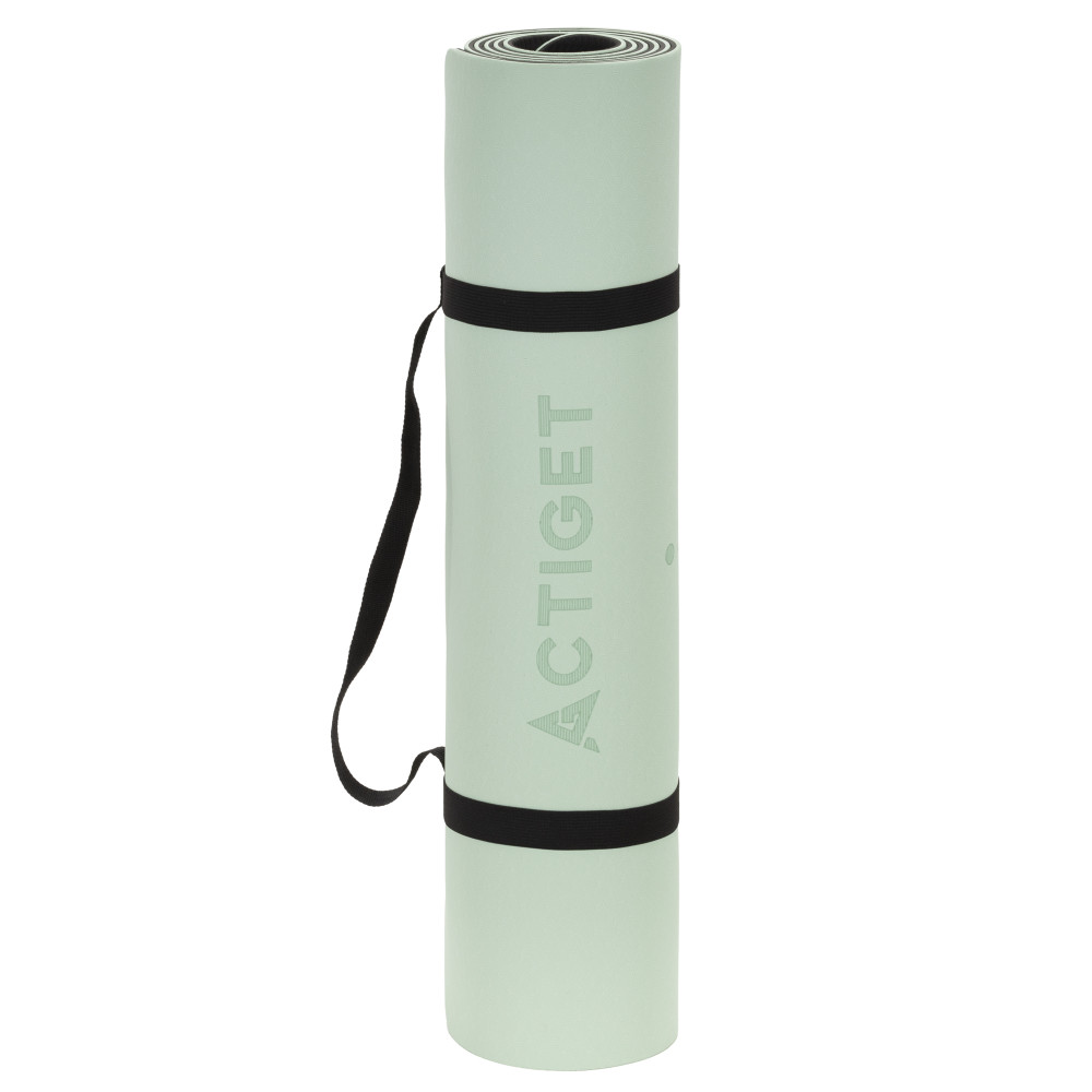 Килимок спортивний Actiget TPE 183 x 61 x 0.6 см для йоги та фітнесу ACT0022 Mint/Black