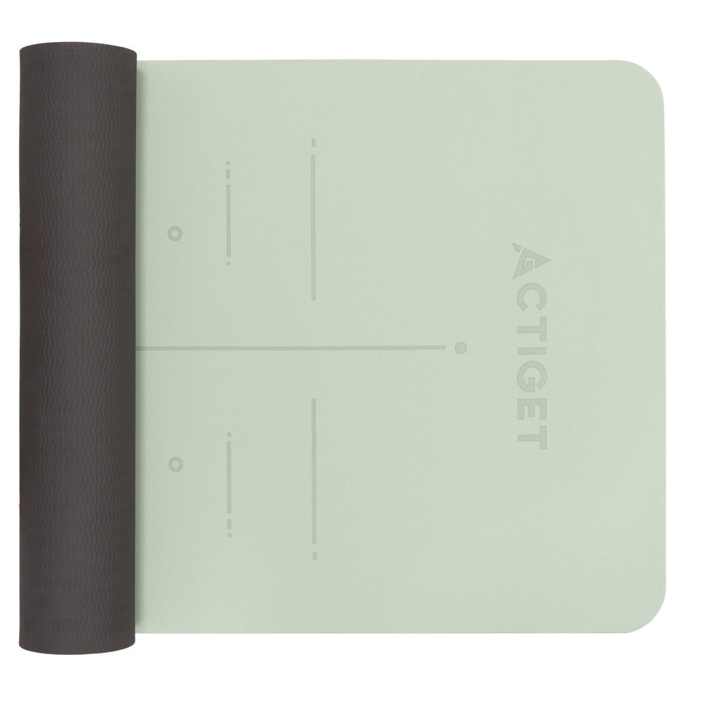 Килимок спортивний Actiget TPE 183 x 61 x 0.6 см для йоги та фітнесу ACT0022 Mint/Black
