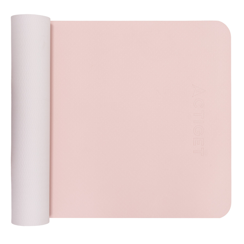 Килимок спортивний Actiget TPE 183 x 61 x 0.6 см для йоги та фітнесу ACT0023 Pink/Grey