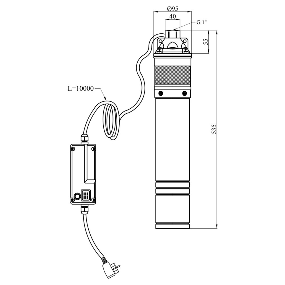Насос глубинный центробежный Agua 4SKM 150 с пультом (CV035070)