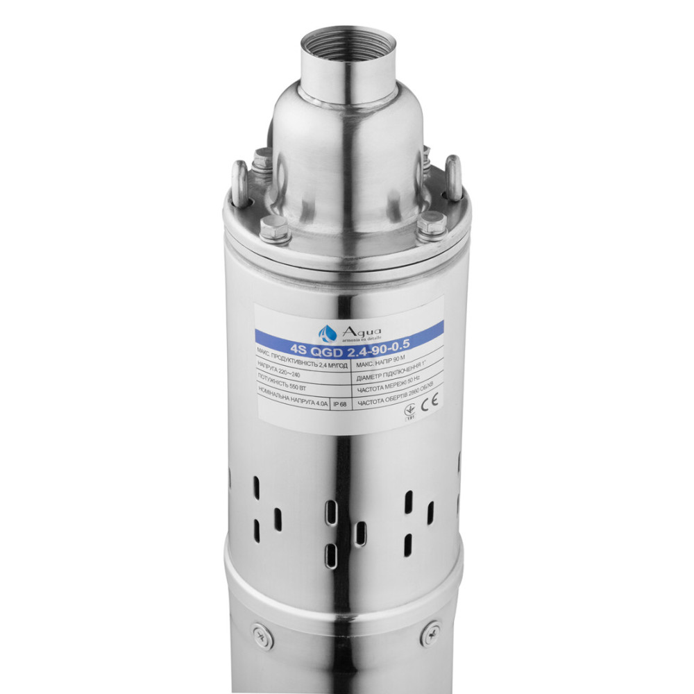 Насос глибинний шнековий Agua 4S QGD2,4-90-0,50 з вбудованим конденсатором (CV035073)