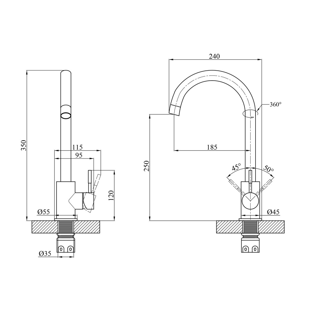 Смеситель для кухни Agua Acero-INOX035 CV023285