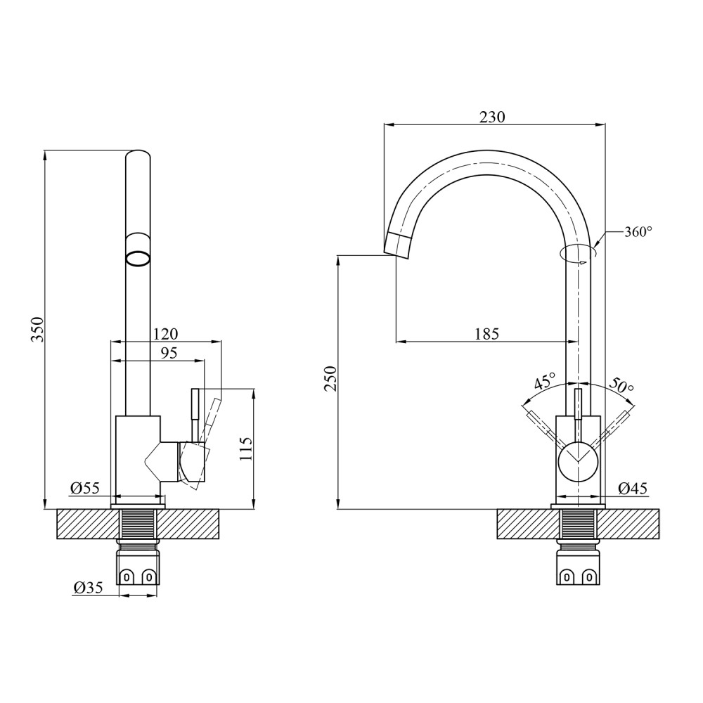 Змішувач для кухні Agua Acero-INOX035NM CV023289
