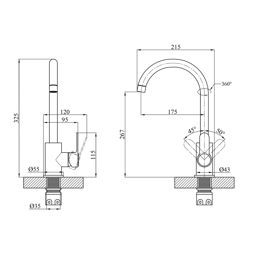 Змішувач для кухні Agua Acero-INOX035CR CV023290