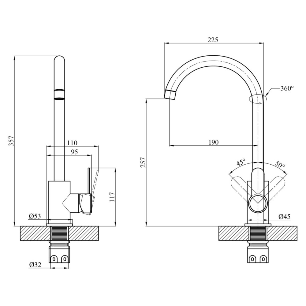 Смеситель для кухни Agua Elposo-INOX035 (CV035455)