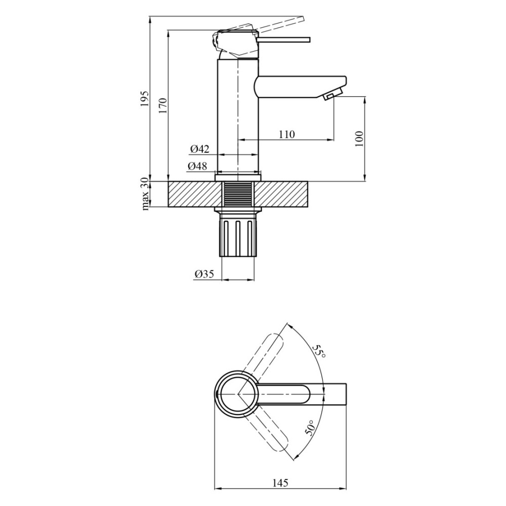 Смеситель для раковины Agua Elposo - INOX010 (CV035459)