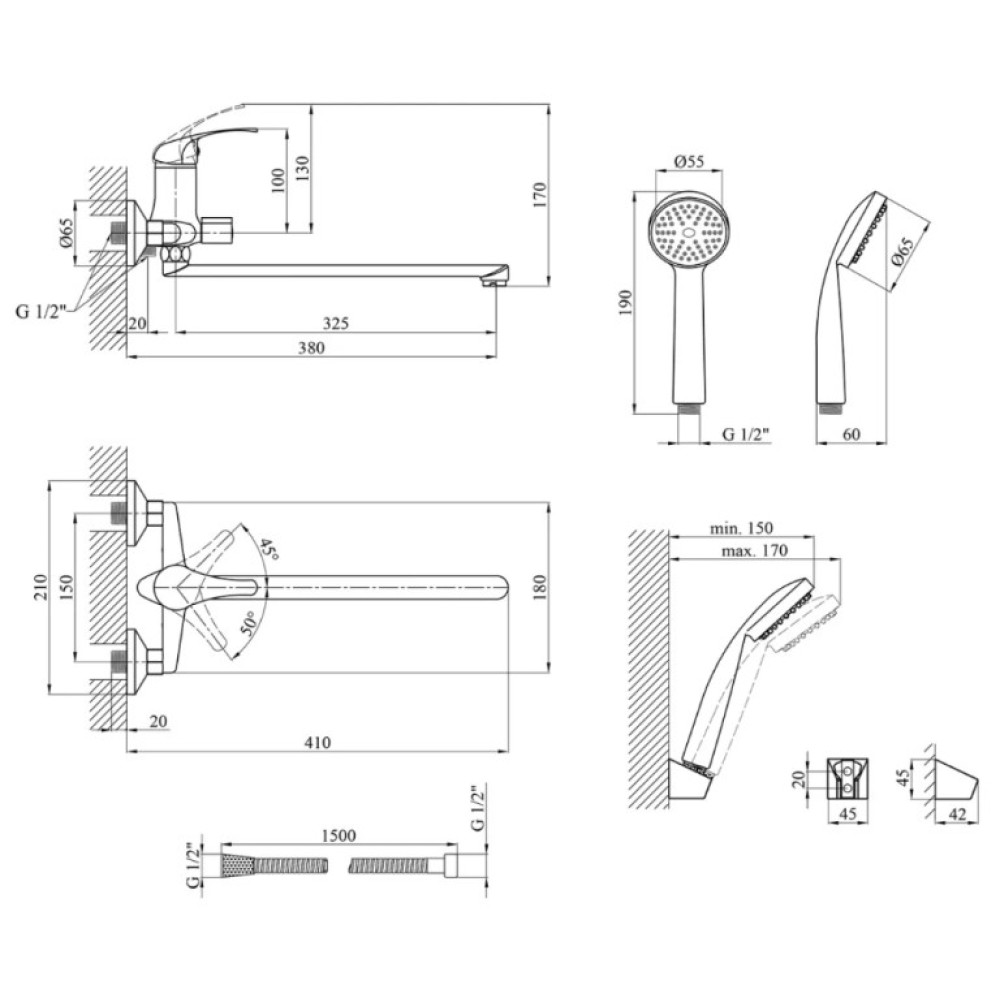 Змішувач для ванни Agua Leon-C071 CV014927