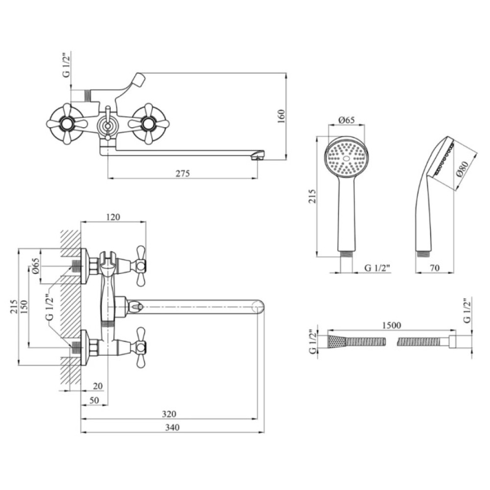Змішувач для ванни Agua Toledo-C074 CV018083