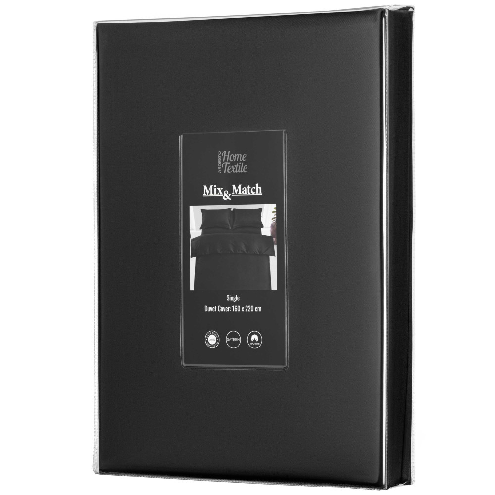 Пододеяльник Ardesto Mix&Match Premium, 160х220см, 100% хлопок, сатин, черный (ART1622DVL)