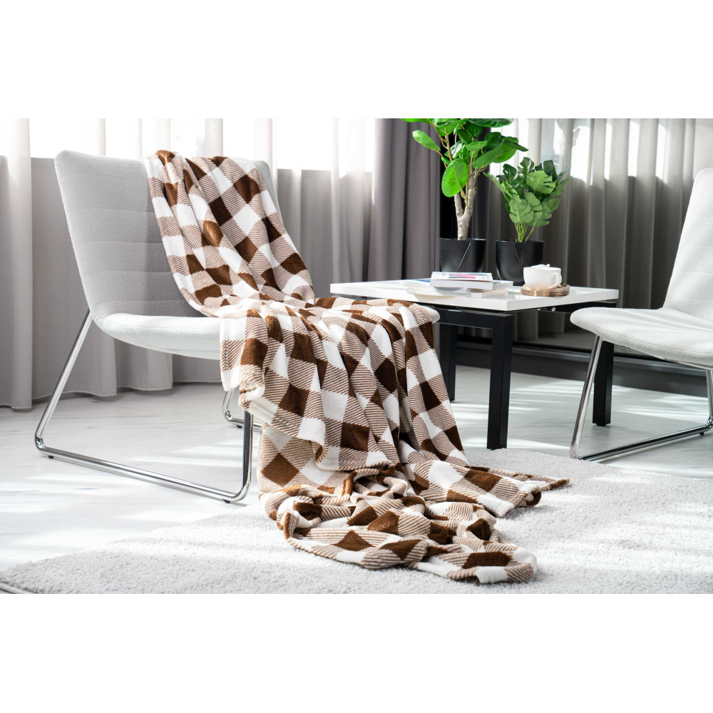 Плед Ardesto Flannel 160х200см клетка бежевый (ART0103PB)