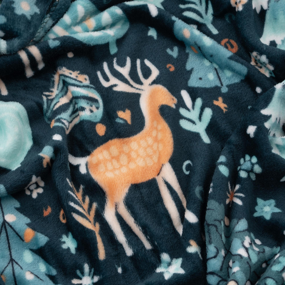 Плед Ardesto Christmas Flannel 160х200см, олени, 100% полиэстер, зеленый (ART0127PB)