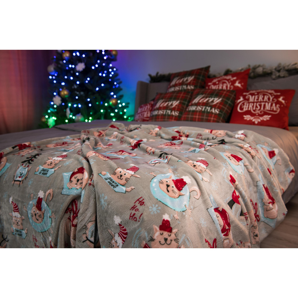 Плед Ardesto Flannel 160х200см, різдвяні котики (ART0120PB)