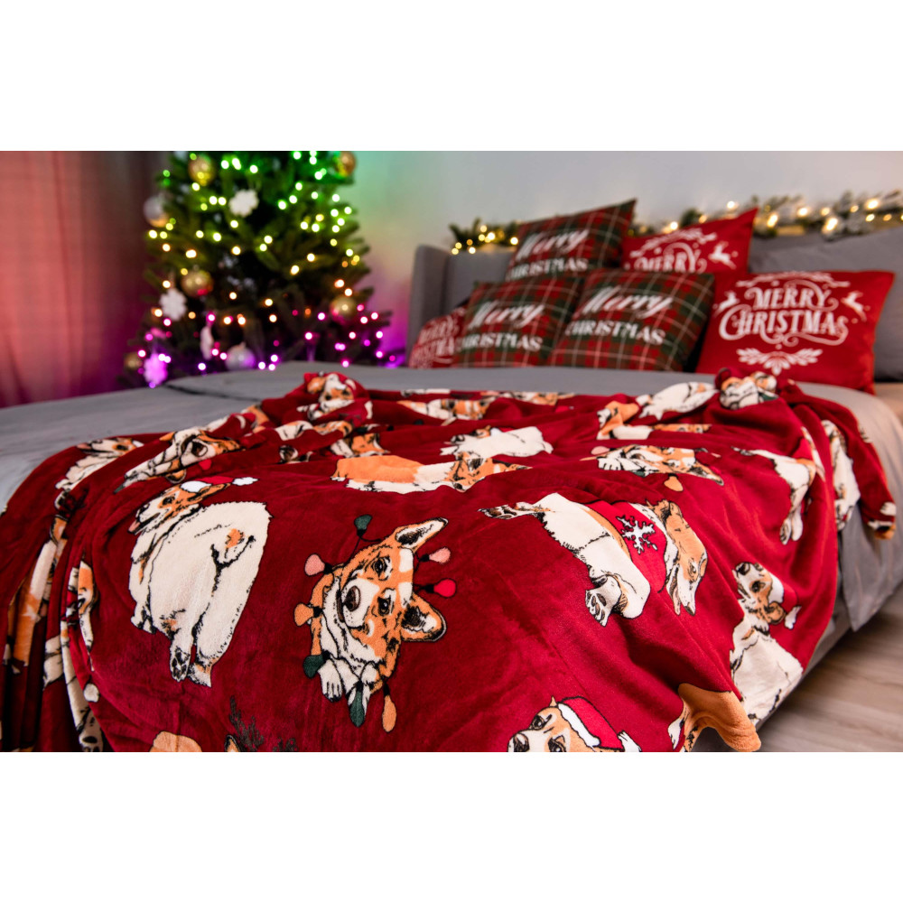 Плед Ardesto Flannel 160х200см, рождественские корги (ART0119PB)