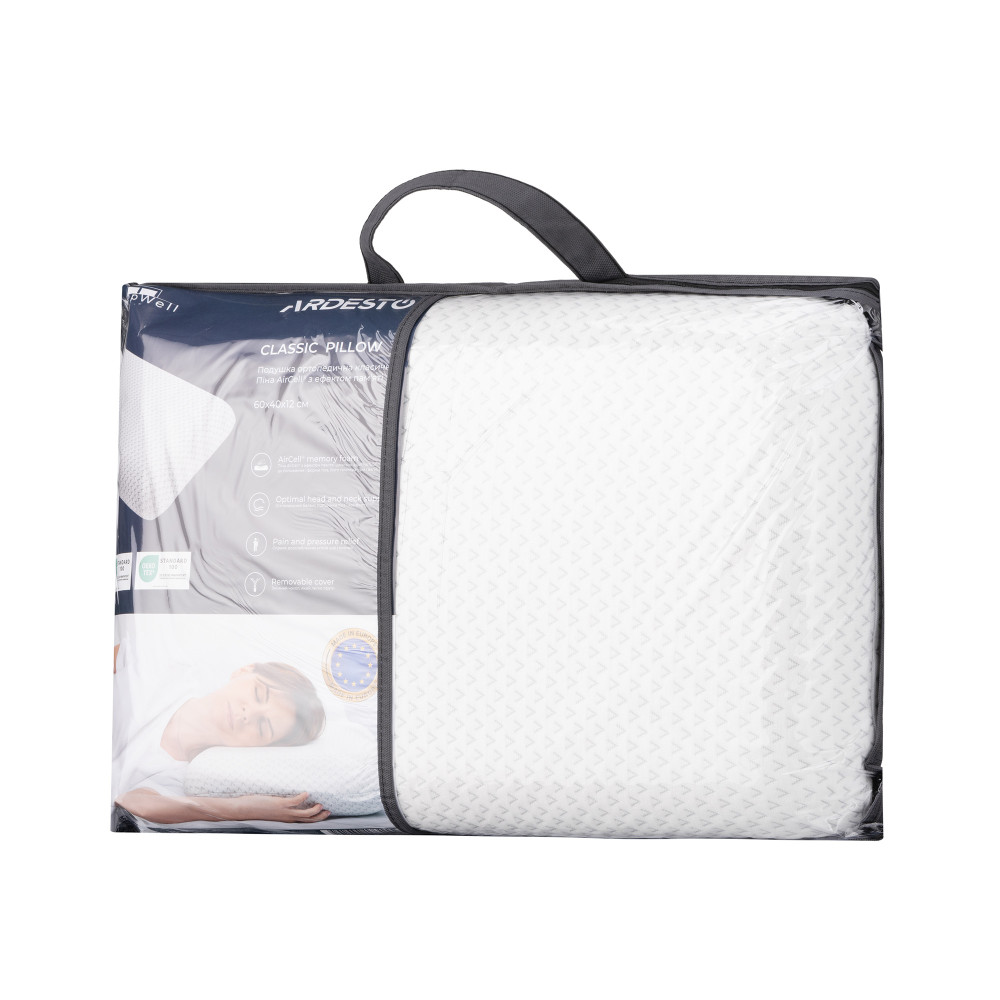 Подушка ортопедическая Ardesto Sleepwell, 60х40х12см, белый (ART6040CLP)