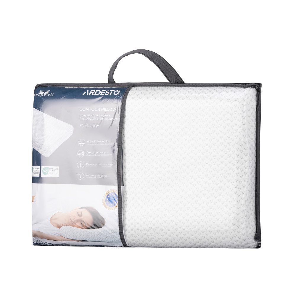 Подушка ортопедическая Ardesto Sleepwell, 60х40х11/9см, белый (ART6040COP)