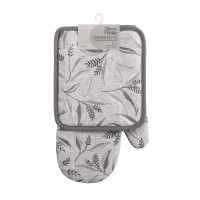 Набір прихваток для кухні Ardesto Grey leaves 18х20см, 18х30см, 100% поліестер (верх), 100% бавовна (низ), cірий (ART14GL)