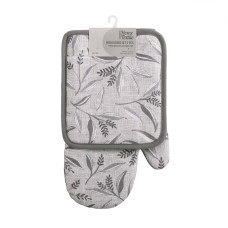 Набір прихваток для кухні Ardesto Grey leaves 18х20см, 18х30см, 100% поліестер (верх), 100% бавовна (низ), cірий (ART14GL)