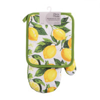 Набір прихваток для кухні Ardesto Sicilian lemons 18х20см, 18х30см, 100% поліестер (верх), 100% бавовна (низ), зелений (ART14LM)