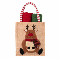 Подарочный набор полотенец в мешочке Ardesto Christmas Deer 38х63см, 2шт, 100% хлопок, красный, зеленый (ART3863HDB)