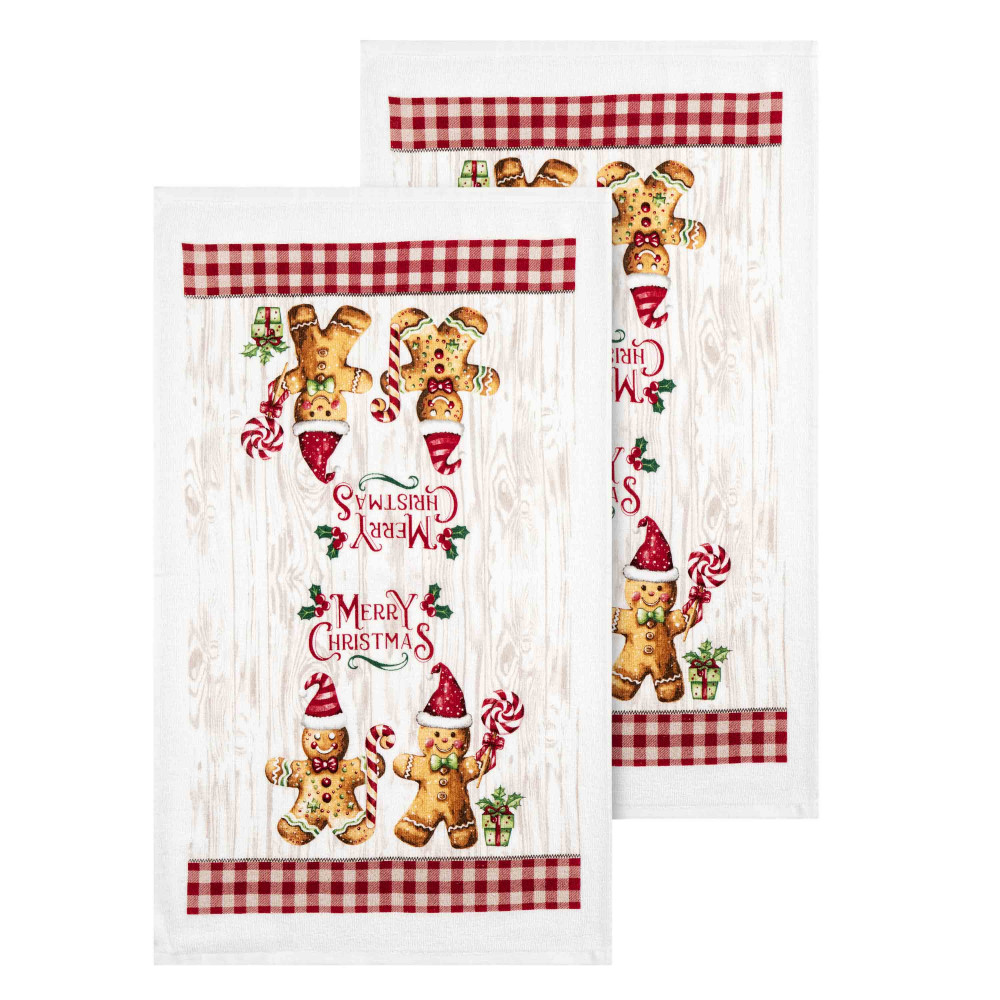Подарочный набор полотенец в коробке Ardesto Christmas Gingerbread 38х63см, 2шт, 100% хлопок (ART3863HGB)