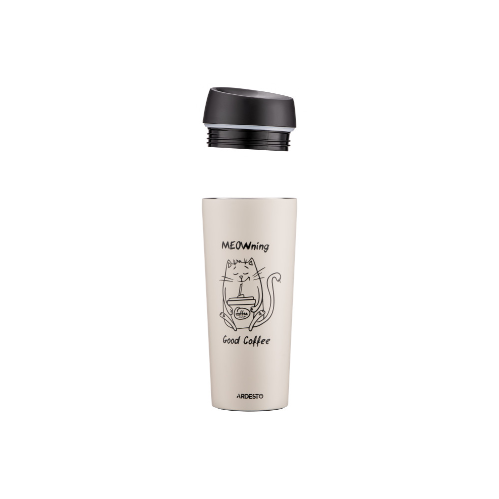 Термокухоль Ardesto Coffee Time Meowning 450 мл Бежева AR2645WC