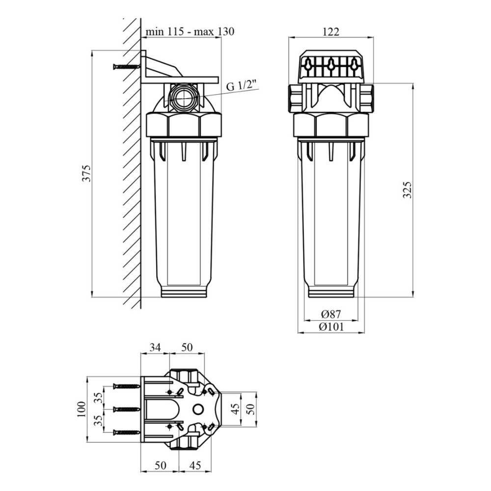 Фильтр магистральный в сборе Baux 1/2" BX-223001 (CV033308)