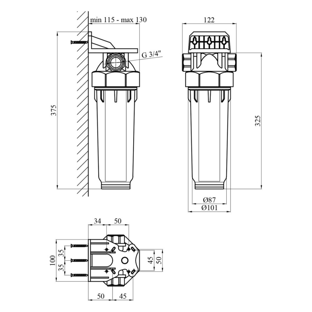 Фильтр магистральный в сборе Baux 3/4" BX-223002 (CV033309)