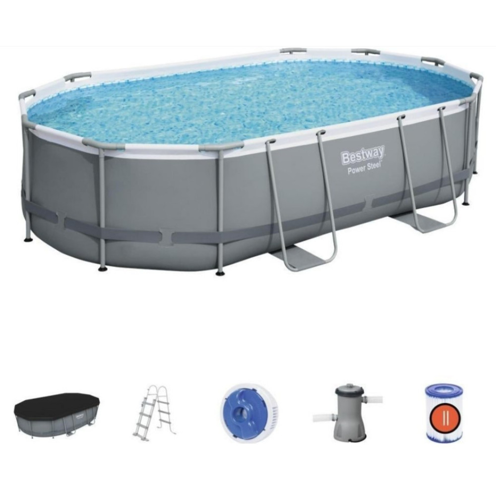 Басейн каркасний овальний Bestway Power Steel 488 x 305 x 107 см (6941607366196)
