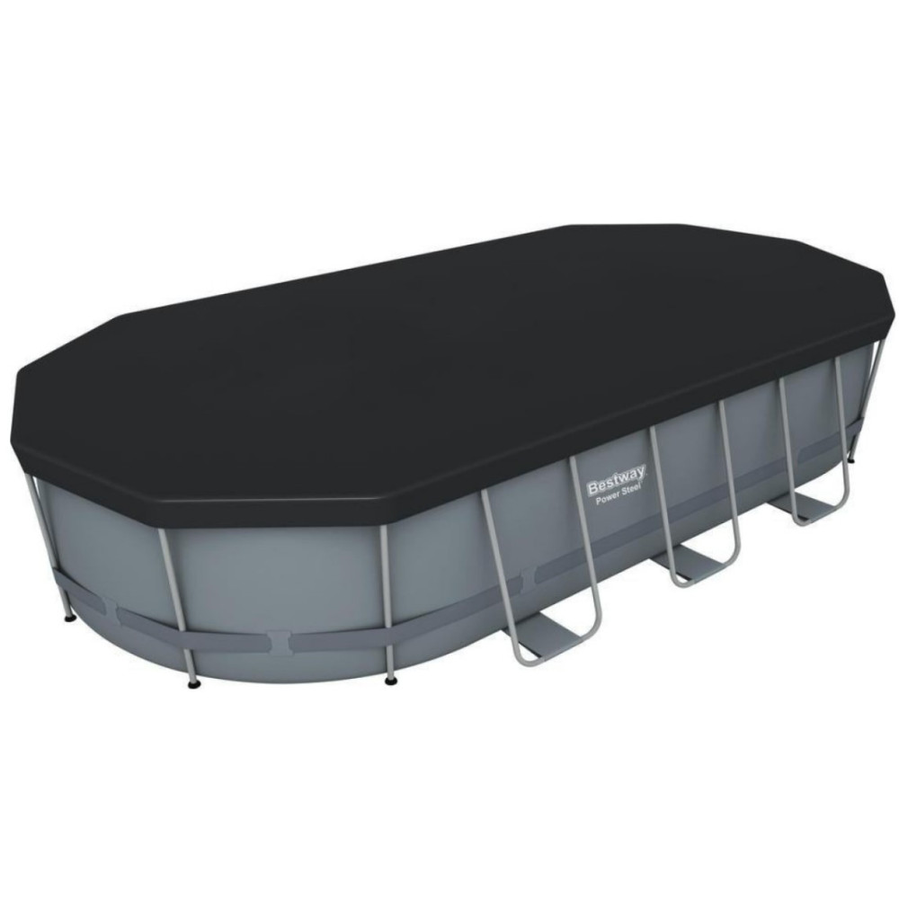 Басейн каркасний овальний 12 в 1 Bestway 56710 Power Steel 549 x 274 см сірий (6942138954579)