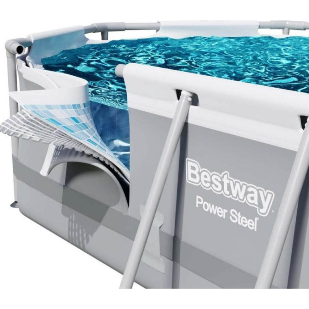Басейн каркасний овальний 12 в 1 Bestway 56710 Power Steel 549 x 274 см сірий (6942138954579)