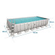 Басейн каркасний прямокутний 11 в 1 Bestway Power Steel 732x366 см (56475) світло-сірий (6942138954821)