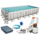 Басейн каркасний прямокутний 11 в 1 Bestway Power Steel 732x366 см (56475) світло-сірий (6942138954821)