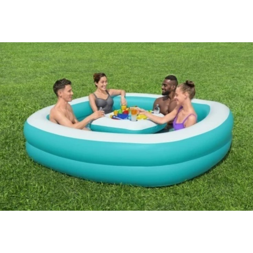 Басейн надувний Bestway 54446 з плаваючим столом Sippin' Summer 218 x 218 x 48 см (DM-54446)