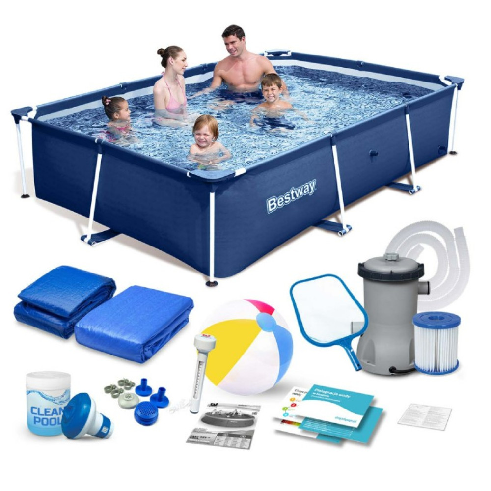 Басейн каркасний прямокутний 15 в 1 Bestway 56403N 259 x 170 x 61 см (DM-56403N-15W1)