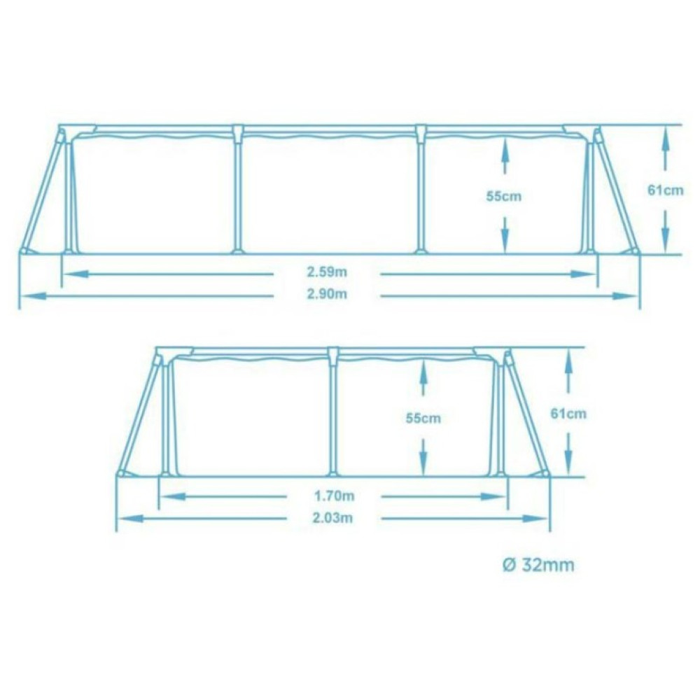Басейн каркасний прямокутний 15 в 1 Bestway 56403N 259 x 170 x 61 см (DM-56403N-15W1)