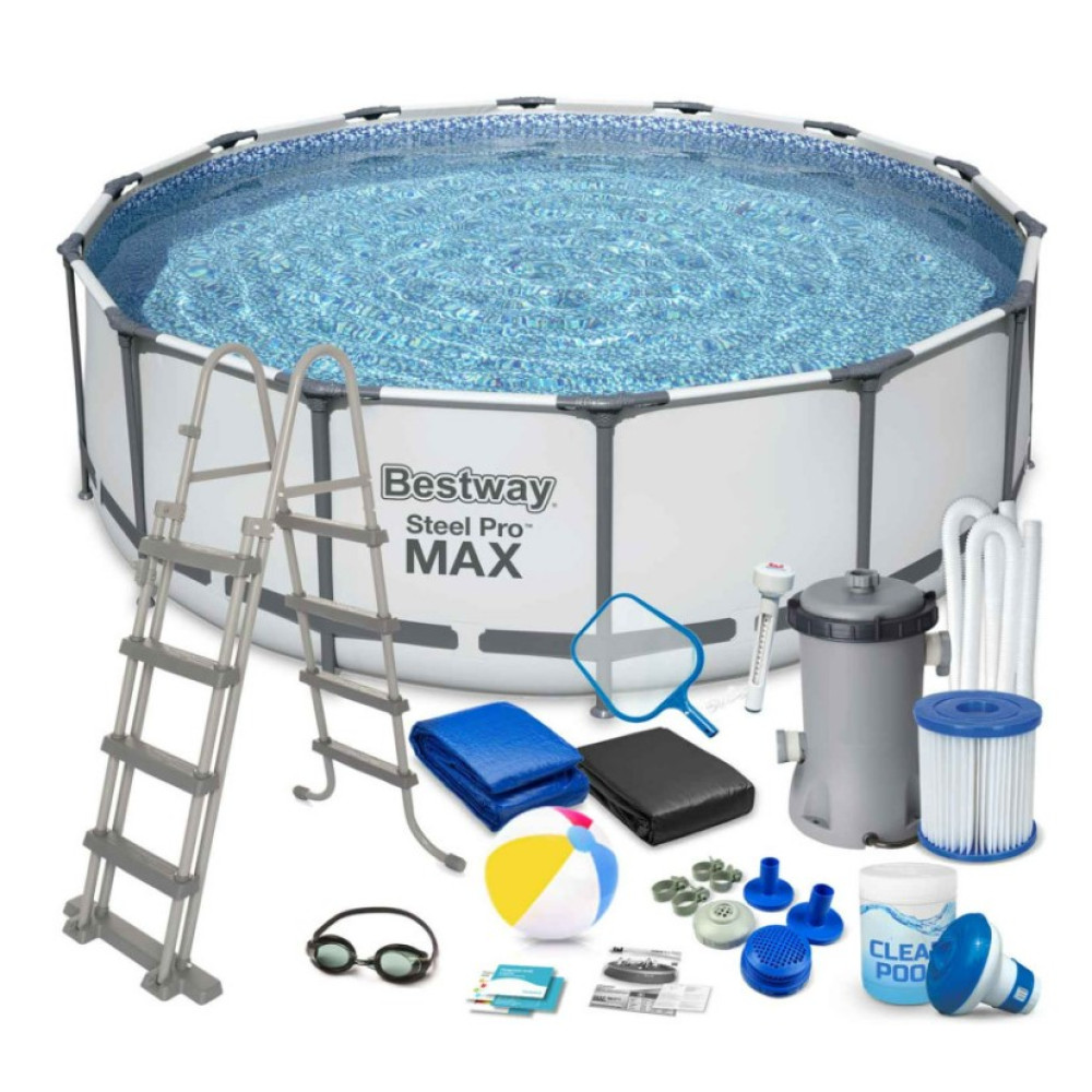 Басейн каркасний 18 в 1 Bestway 56438, 457 x 122 см + бульбашкова машина (DM-56438-17W1)