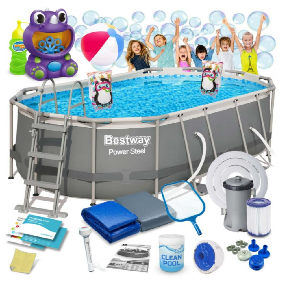 Басейн каркасний овальний 18 в 1 Bestway 56620 427 x 250 x 100 см (DM-56620-17W1)