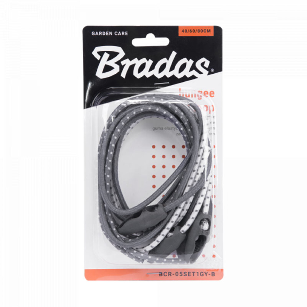 Набір шнурів Bradas BUNGEE CORD REGULATED з петельним затискачем BCR-05SET1GY-B