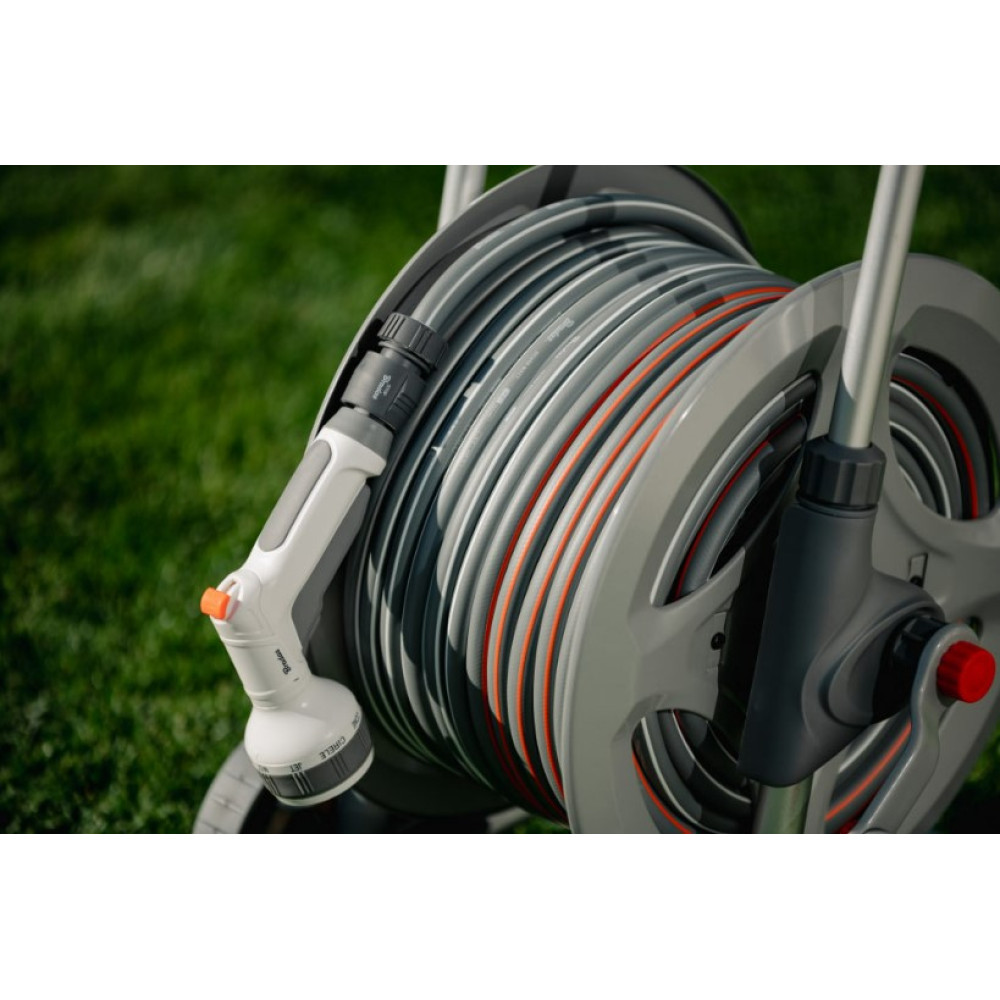 Металлическая тележка со шлангом Bradas WHITE LINE 1/2" 20 м и аксессуарами комплект для полива SILVER PRO SET (WL-AG33320SET1)