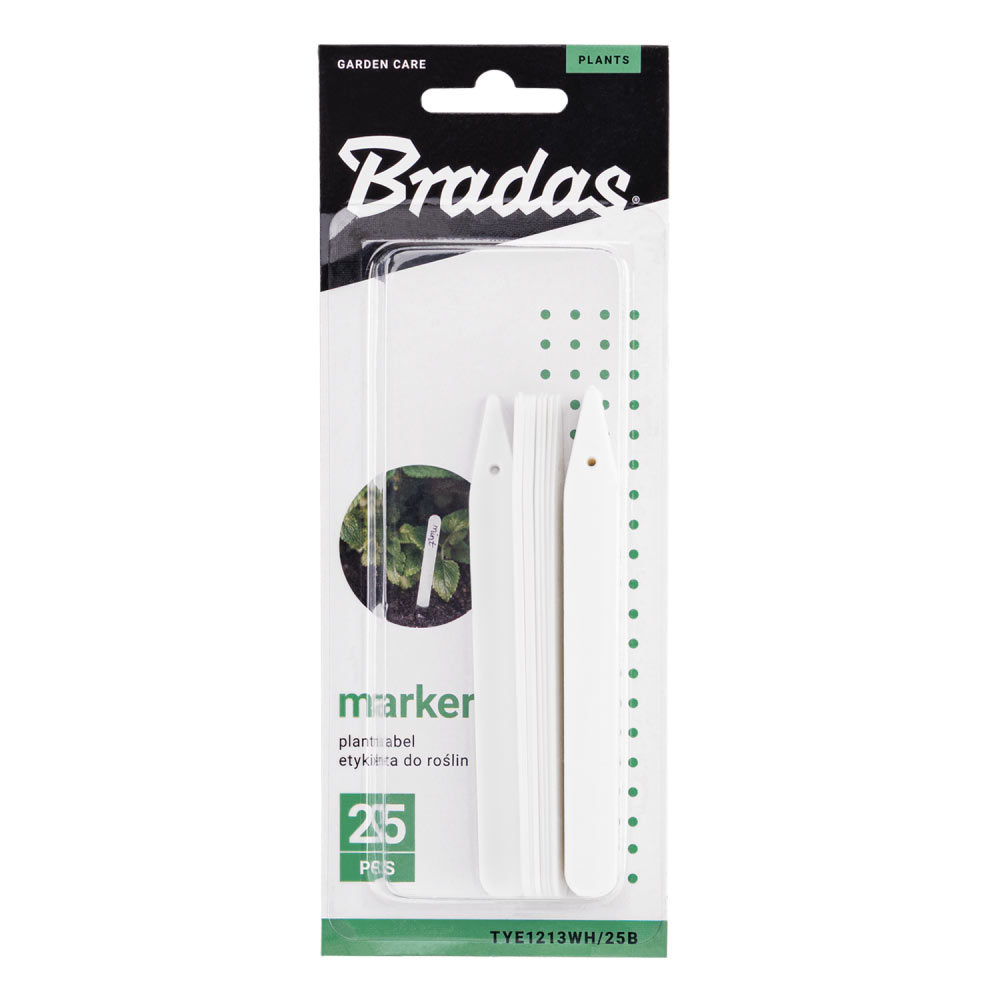 Маркер для растений Bradas 12,5 x 1,3 см, 25 шт, белый, TYE1213WH/25B