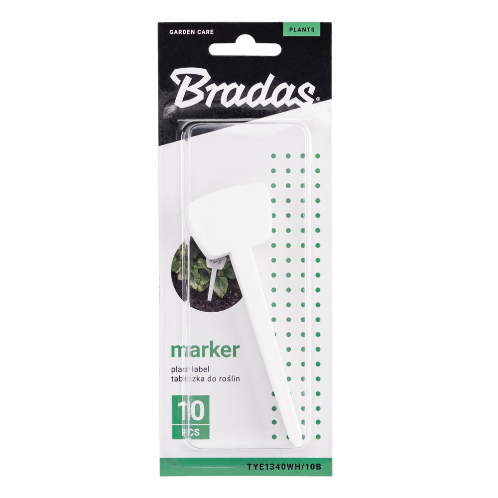 Маркер для растений Bradas 13 x 4 см – 10 шт, белый TYE1340WH/10B