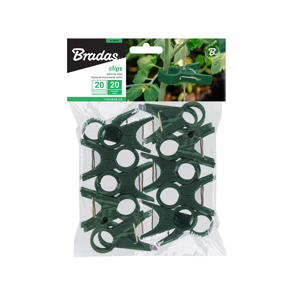 Зажимы для фиксации растений Bradas 20 мм, 20 шт, GREEN (TYK20GR/20)